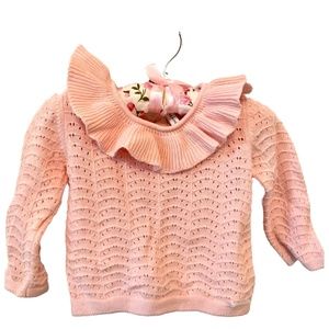 Janie & Jack Bundle//Pointelle Ruffle Sweater, Ruffle Bodysuit & Floral Bloomer